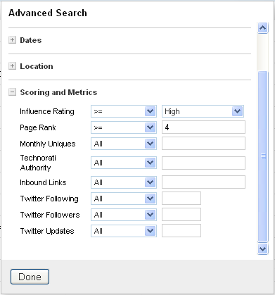 filter by metrics