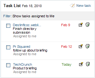 Task list - BuzzStream dashboard