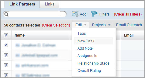 BuzzStream bulk task Bulk tasks in BuzzStream