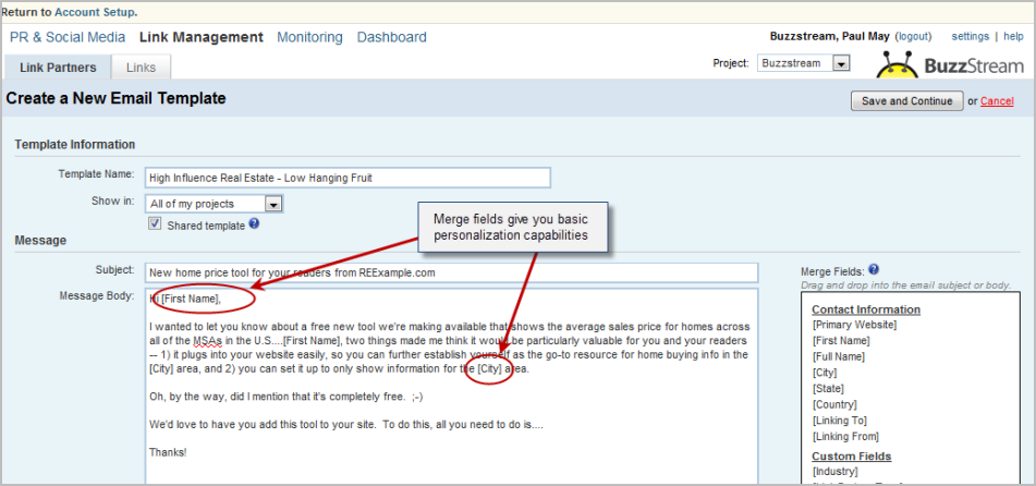 Create a BuzzStream outreach template Create a BuzzStream outreach template
