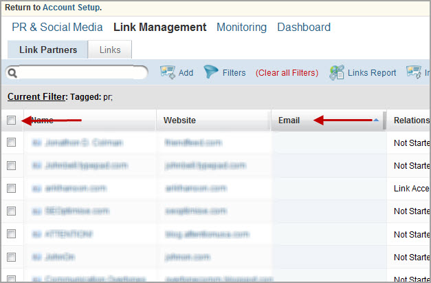 sort contacts Sort BuzzStream contacts