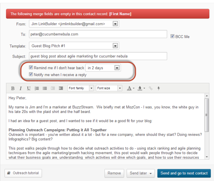 introducing follow up reminders in buzzstream