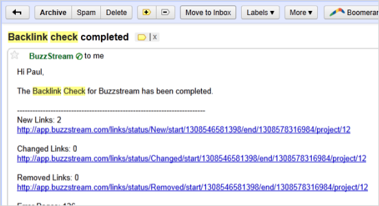 BuzzStream backlink check email - old version