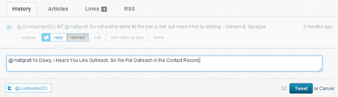 tweet from contact record