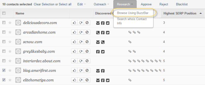 how to browse using the buzzbar