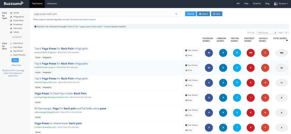 Using BuzzSumo to find content like yours