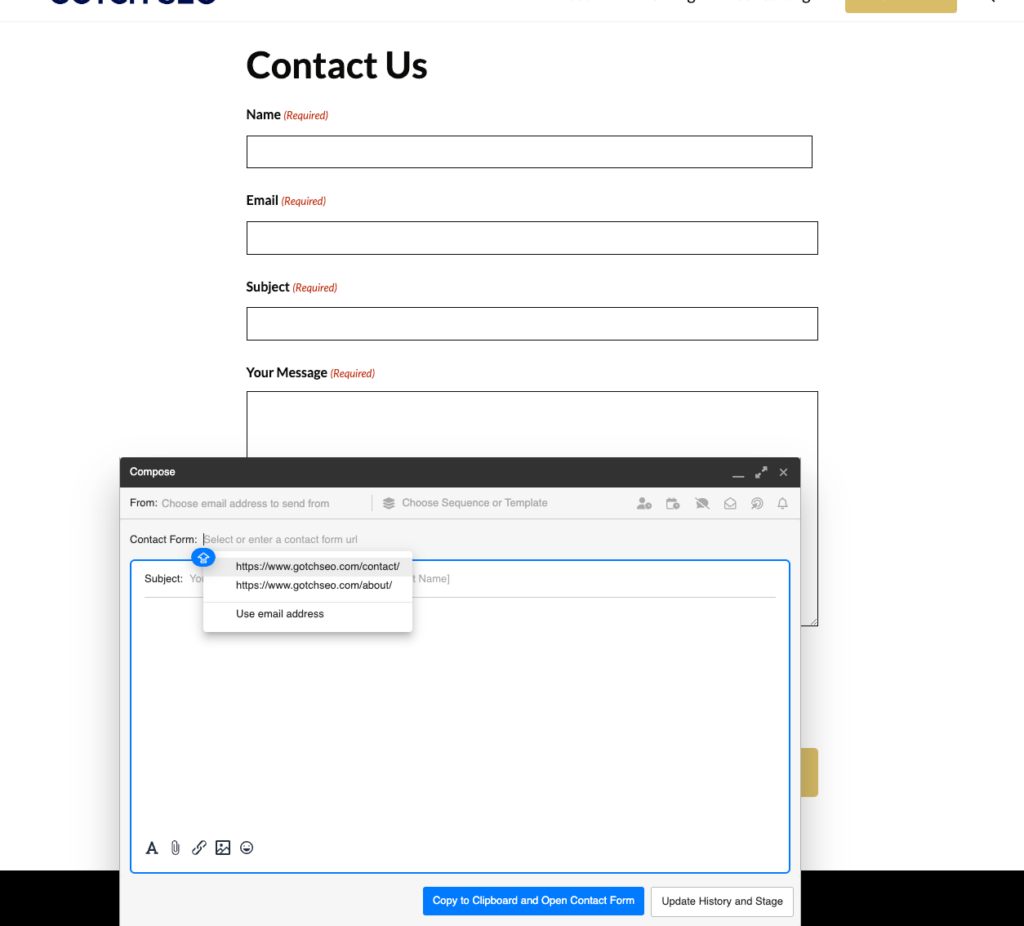 using the contact form feature