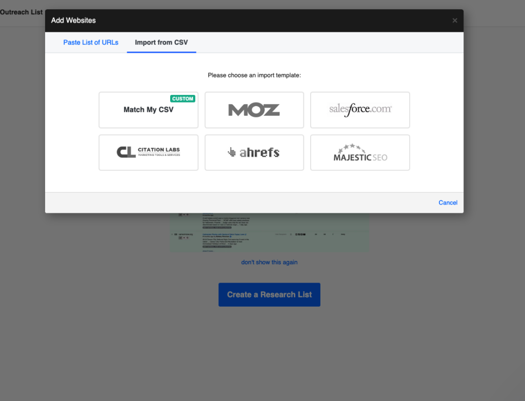 importing via moz