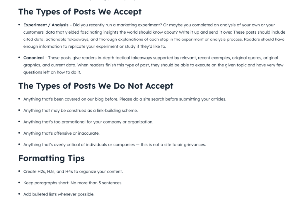 guest post guidelines from hubspot