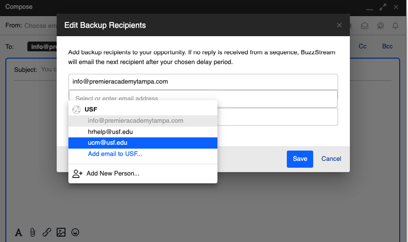 backup recipients