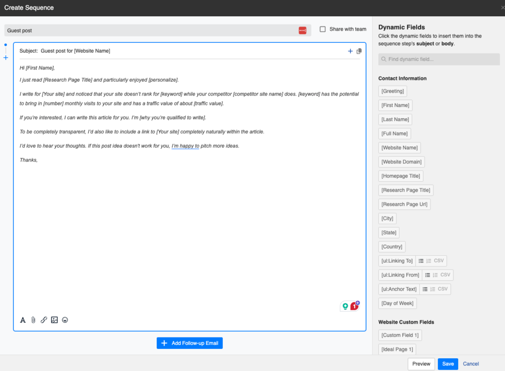 creating a template
