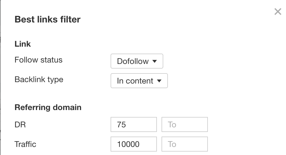 filtering out bad links using ahrefs best links filter