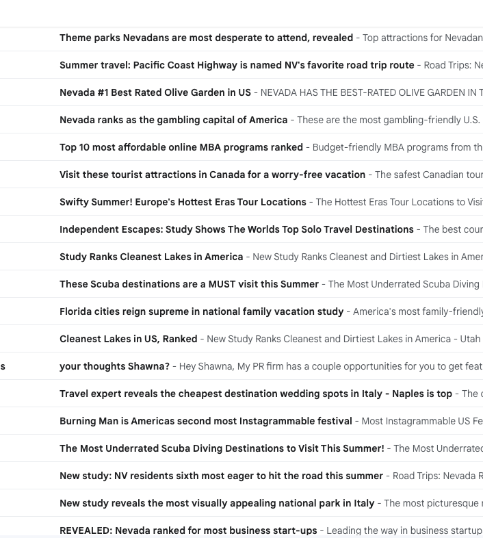 inbox of a journalist