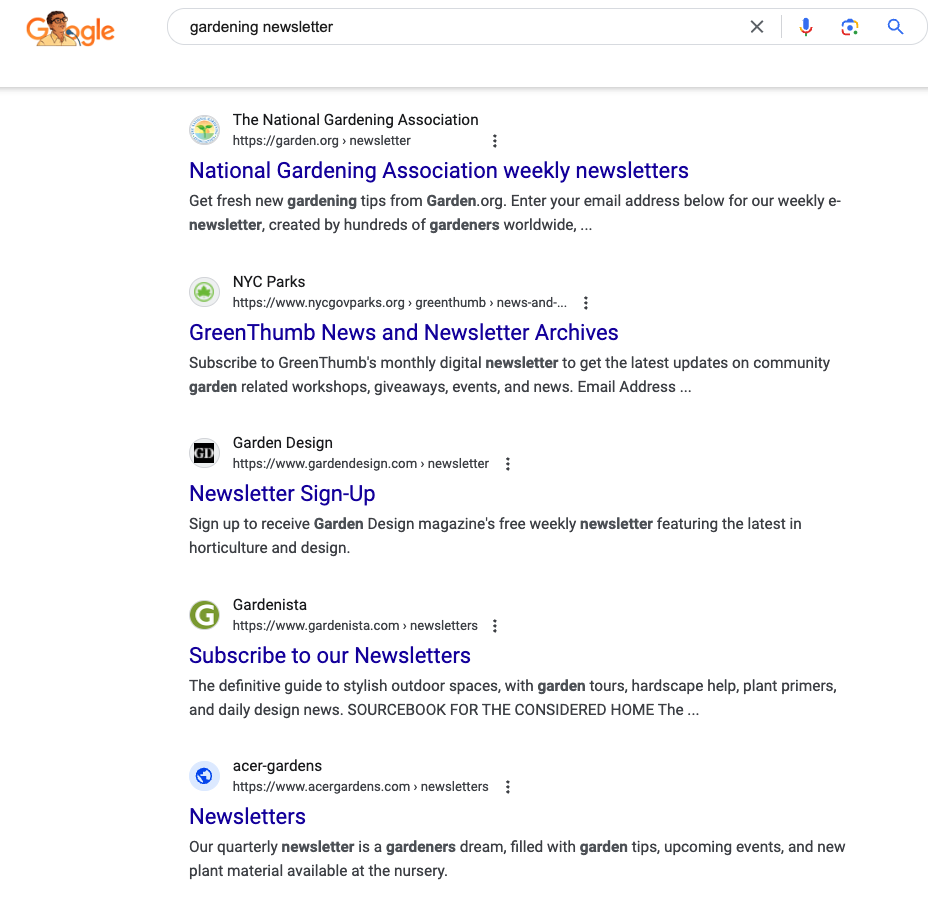 gardening newsletter google search