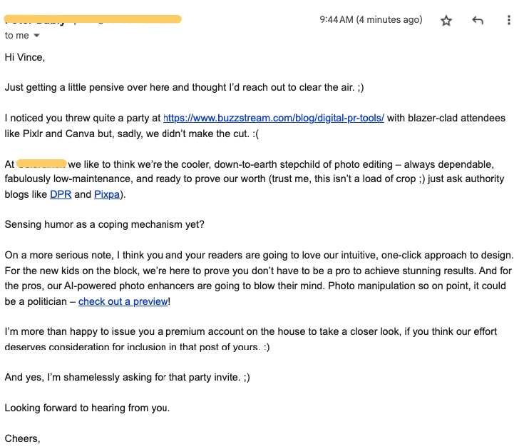 funny outreach email