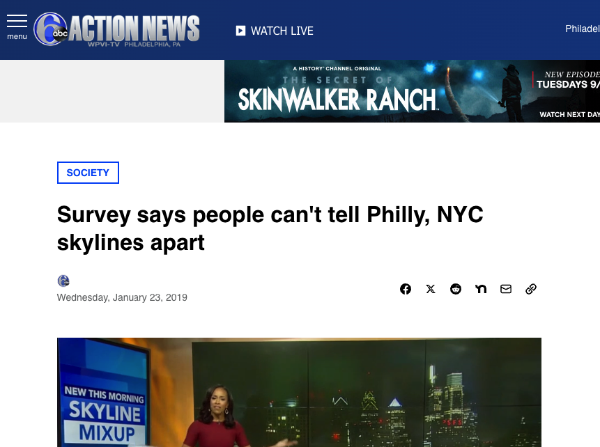 survey says people can't tell philly, nyc skylines apart