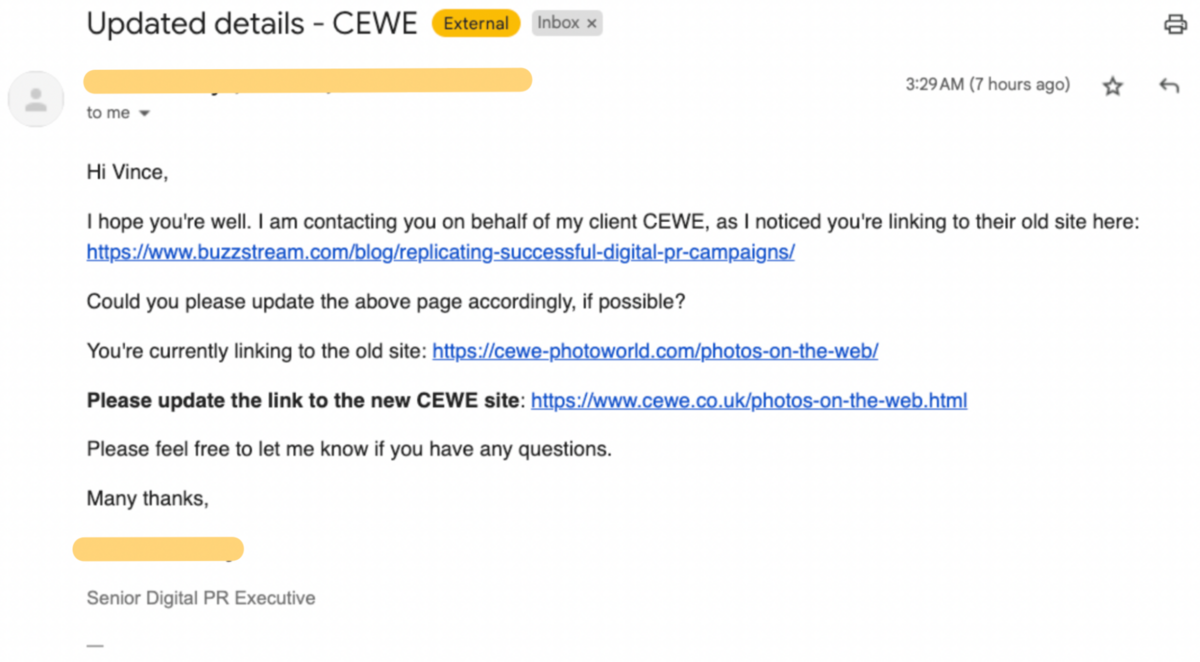 email screenshot