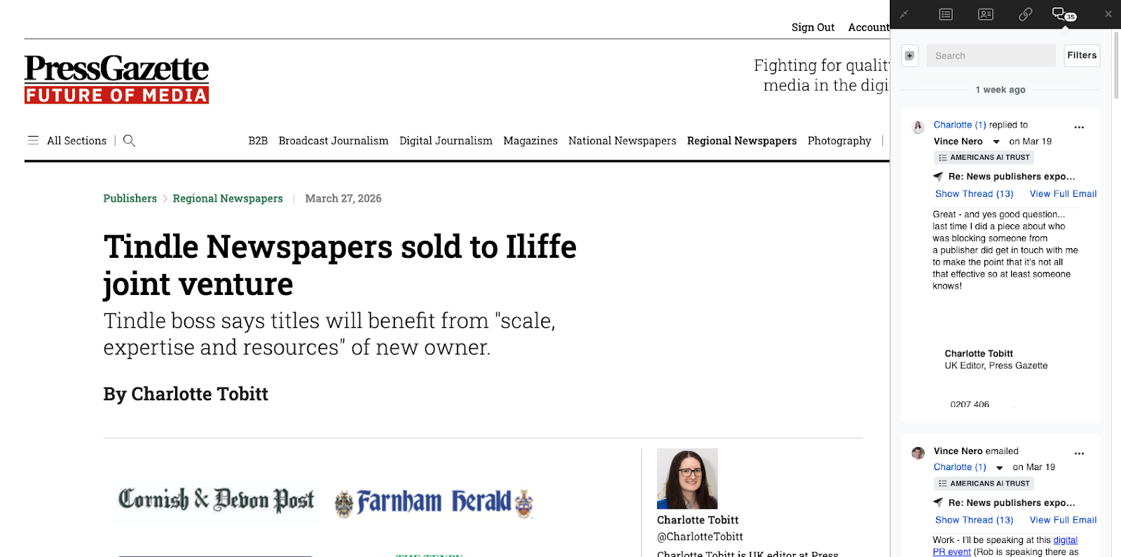 buzzmarker screenshot of prior contact info