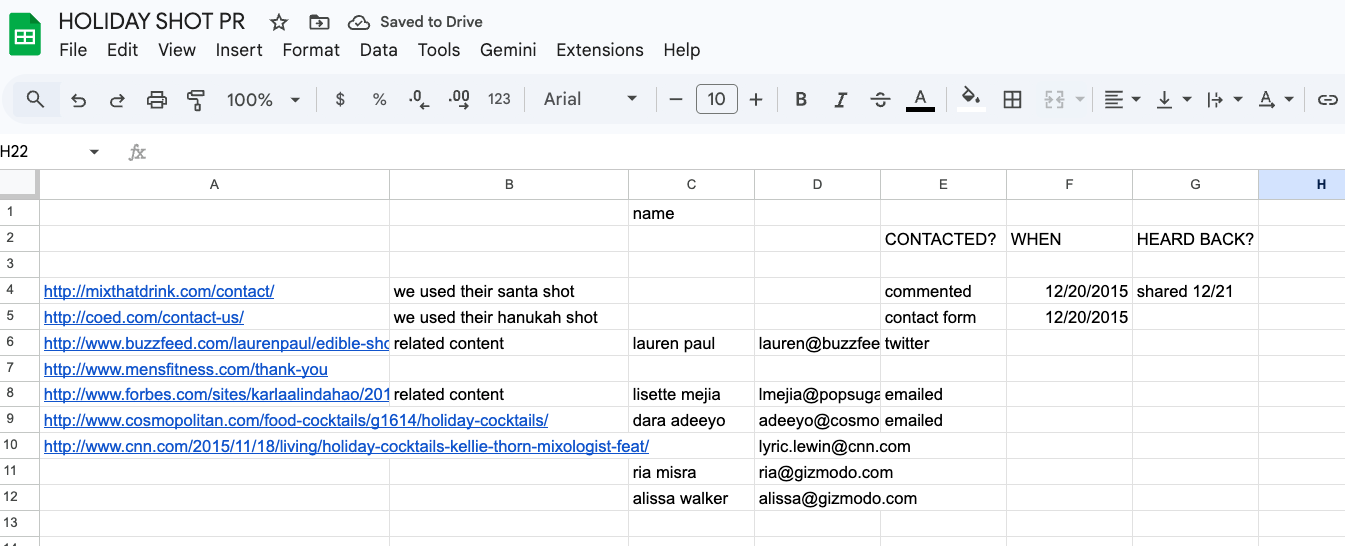 spreadsheet holiday shot pr spreadsheet