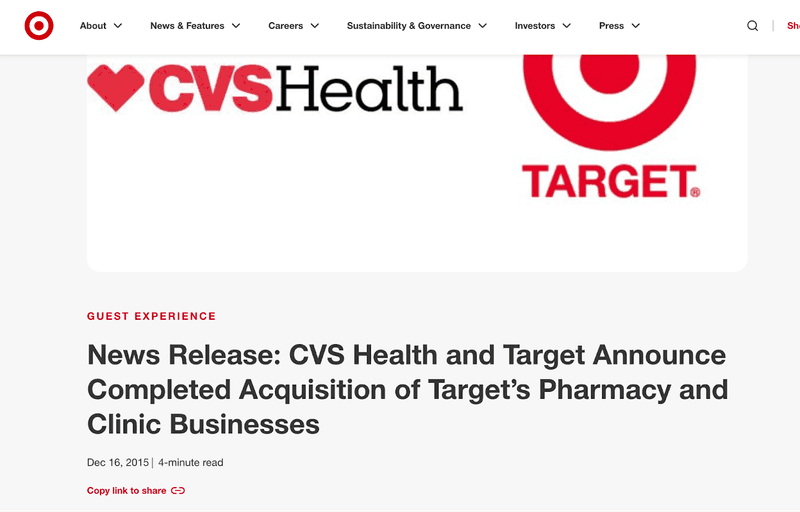 news release: cvs health and target announce completed acquisition