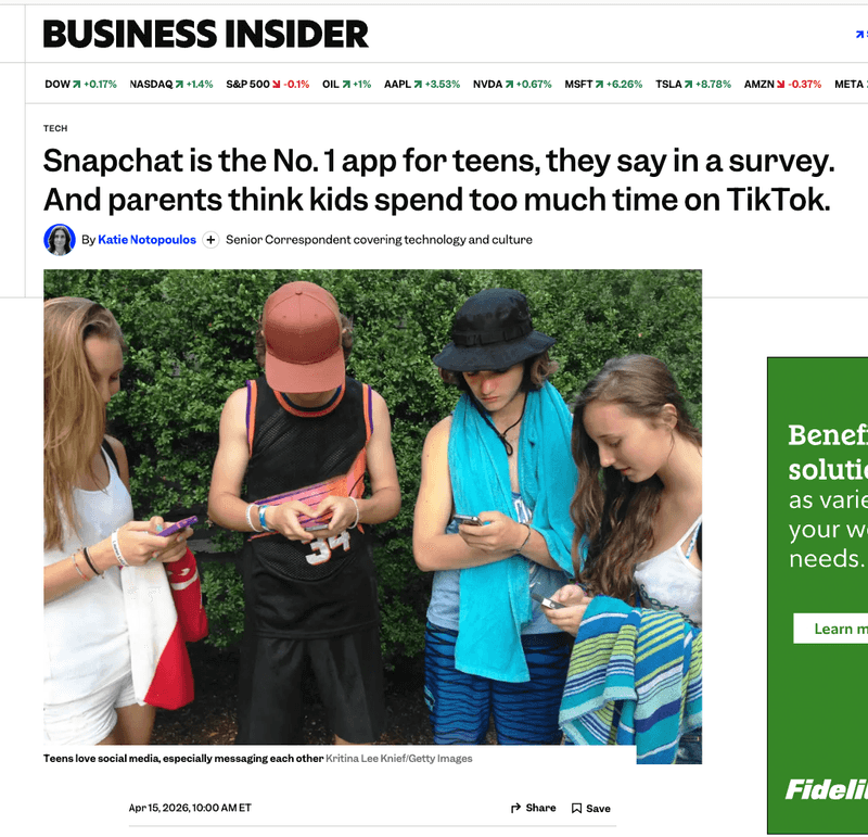 business insider snapchat is the no.1 app for teens headline