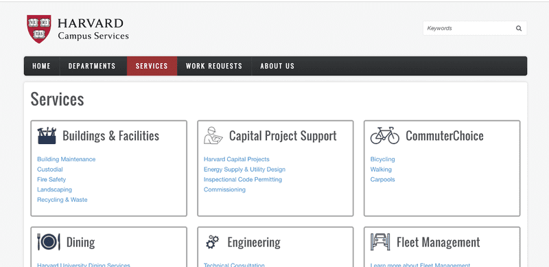 harvard campus services page