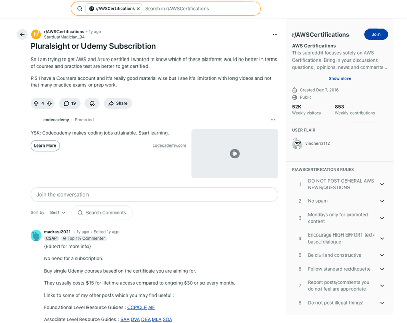 pluralsight or udemy subscription