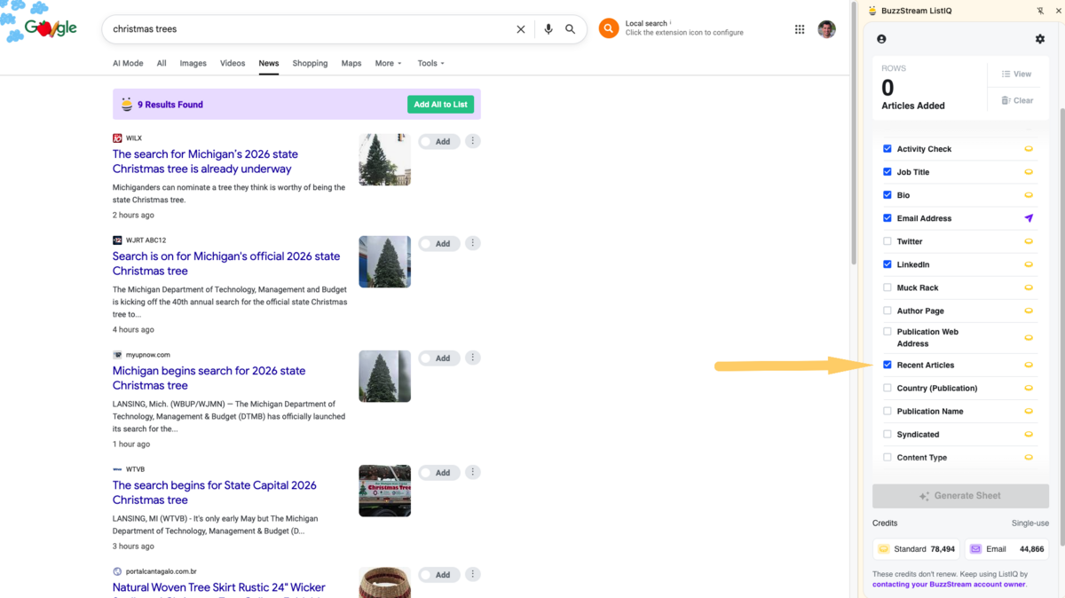 ListIQ settings for recent articles