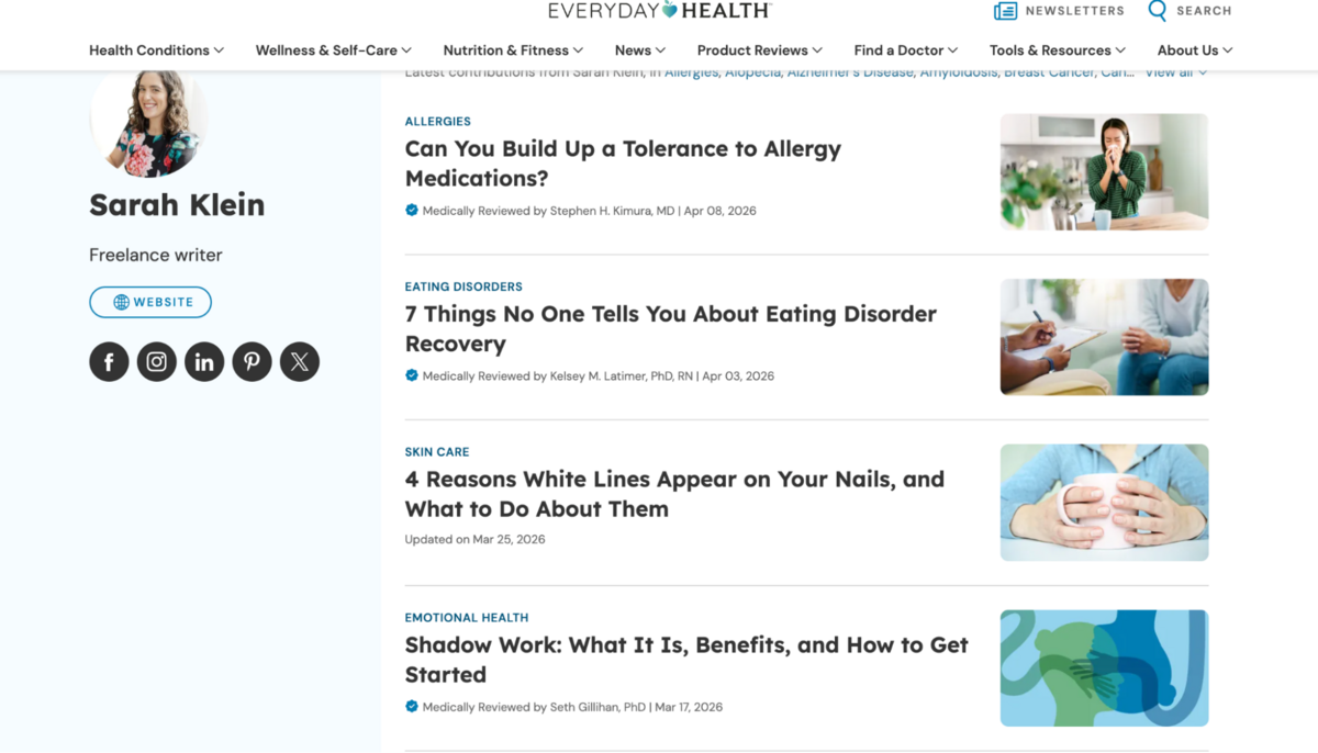 Sarah Klein active articles on Everyday Health