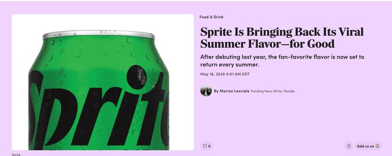 sprite is bringing back its viral summer flavor - for good