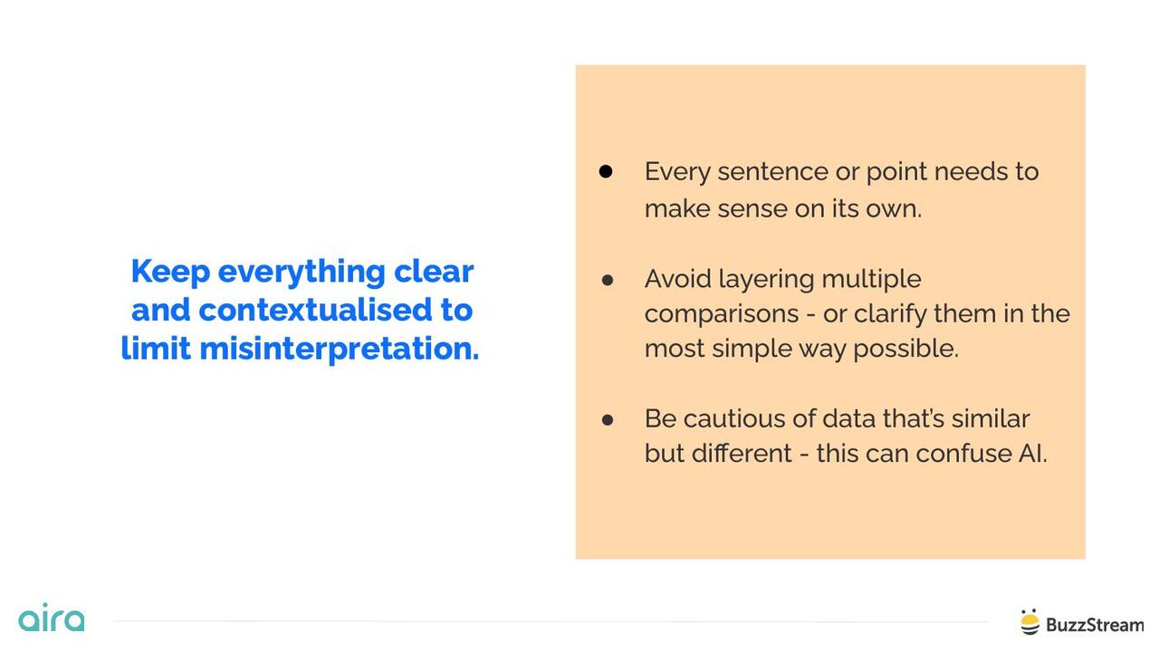 Keep everything clear and contextualised