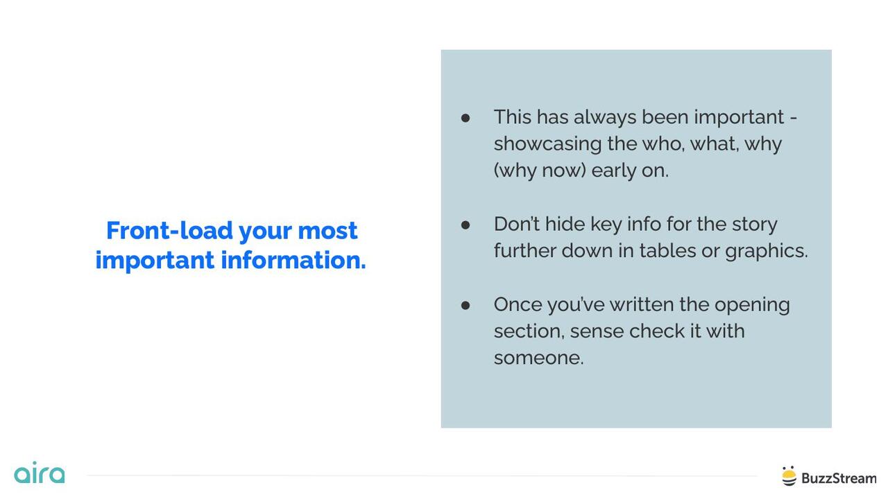 Front-load your most important information