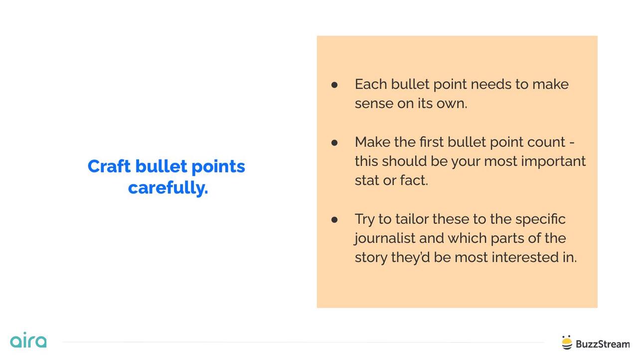 Craft bullet points carefully