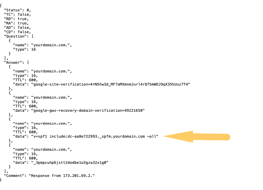 spf setting through browser