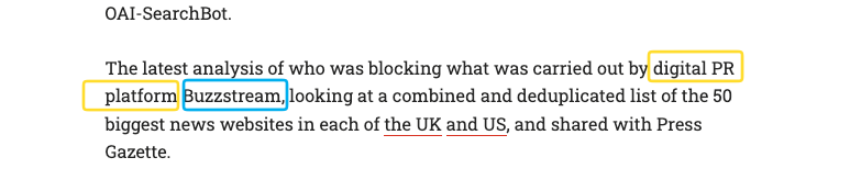 a snippet of a press gazette article saying digital pr platform buzzstream