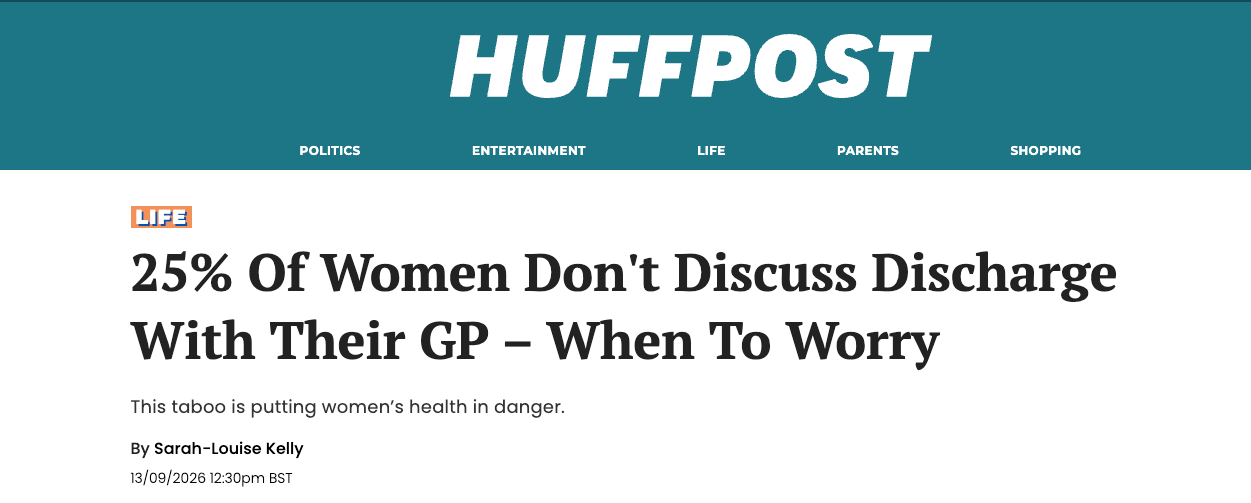 huffpost 25% of women don't discuss discharge with their GP