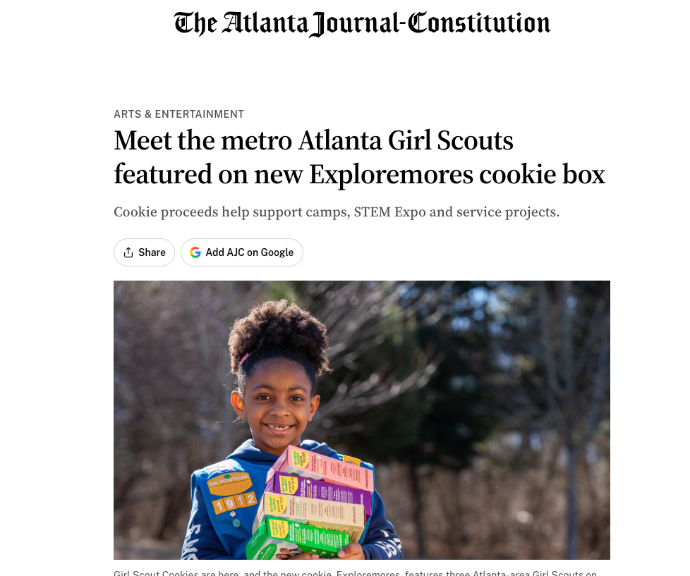 meet the metro atlanta girl scouts featured on new exploremores cookie box