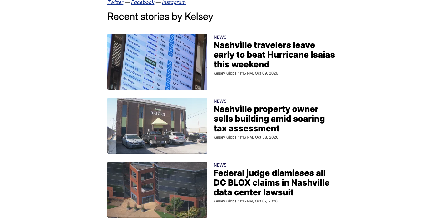 recent stories from kelsey gibbs showing many references to nashville