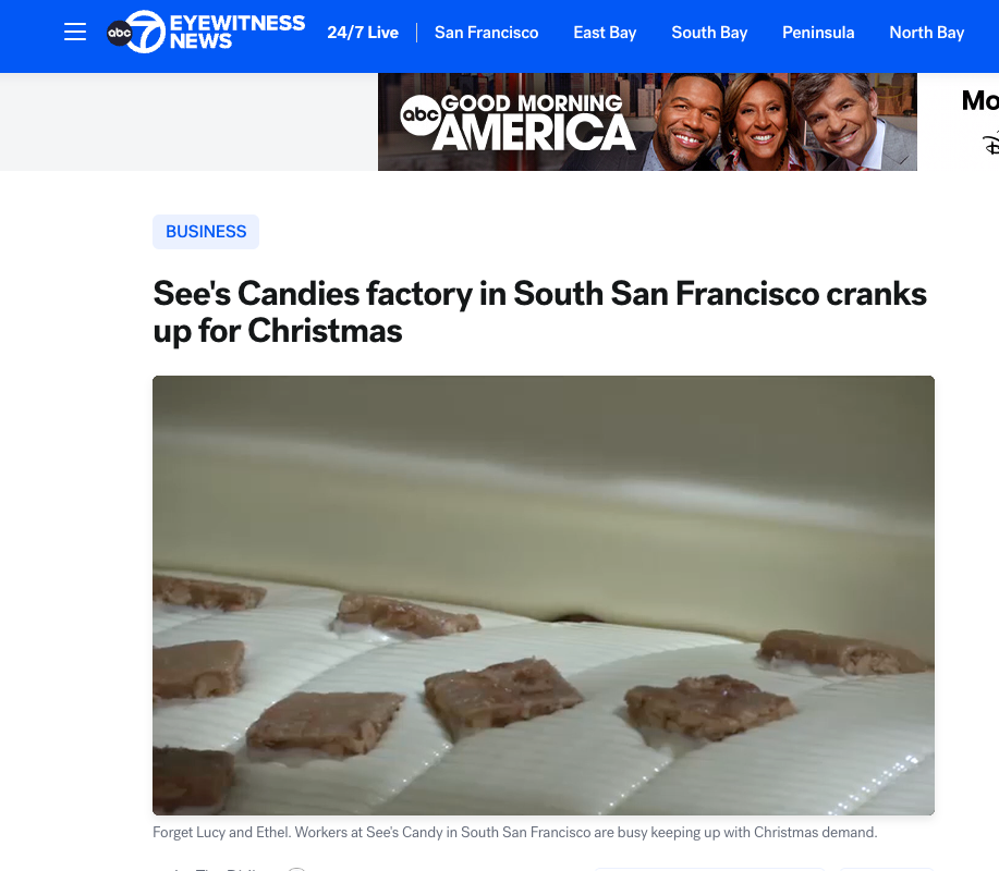 see's candies factory in south san francisco cranks up for christmas