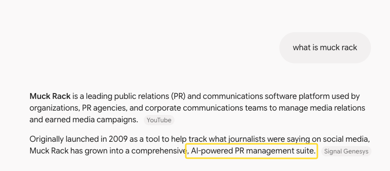 what is muck rack gemini query - says its an ai-powered pr management suite